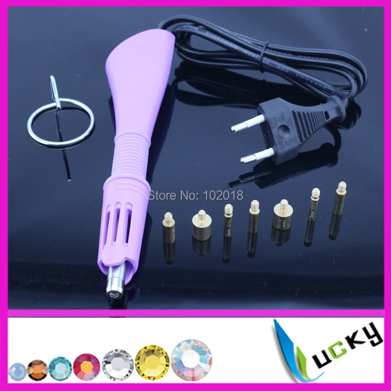Best Price ! Fast Heated!!  Iron on HotFix Rhinestone Applicator Gun shape  Wand Heat-fix Tool with power switch Free Shipping