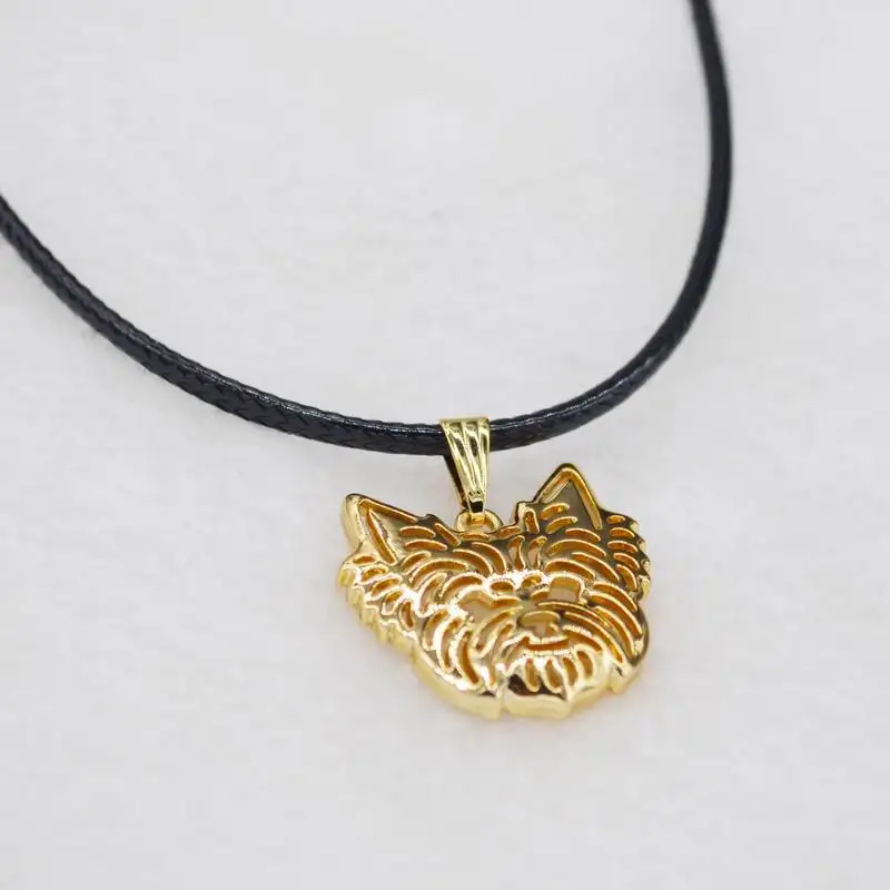 Female Rope Chain Yorkshire Terrier Pendant Necklaces Lovers Alloy Dog Necklaces For Women and Men