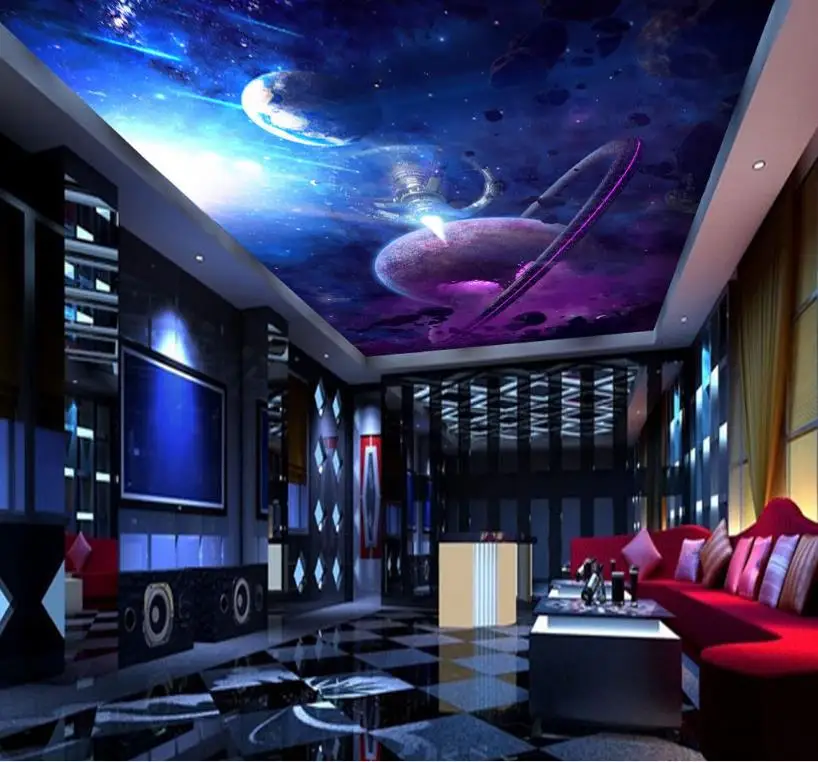 

3D Ceiling Wallpaper atmosphere Planet spacecraft Ceiling Wallpaper For Walls 3 D Nonwovens For Living Room