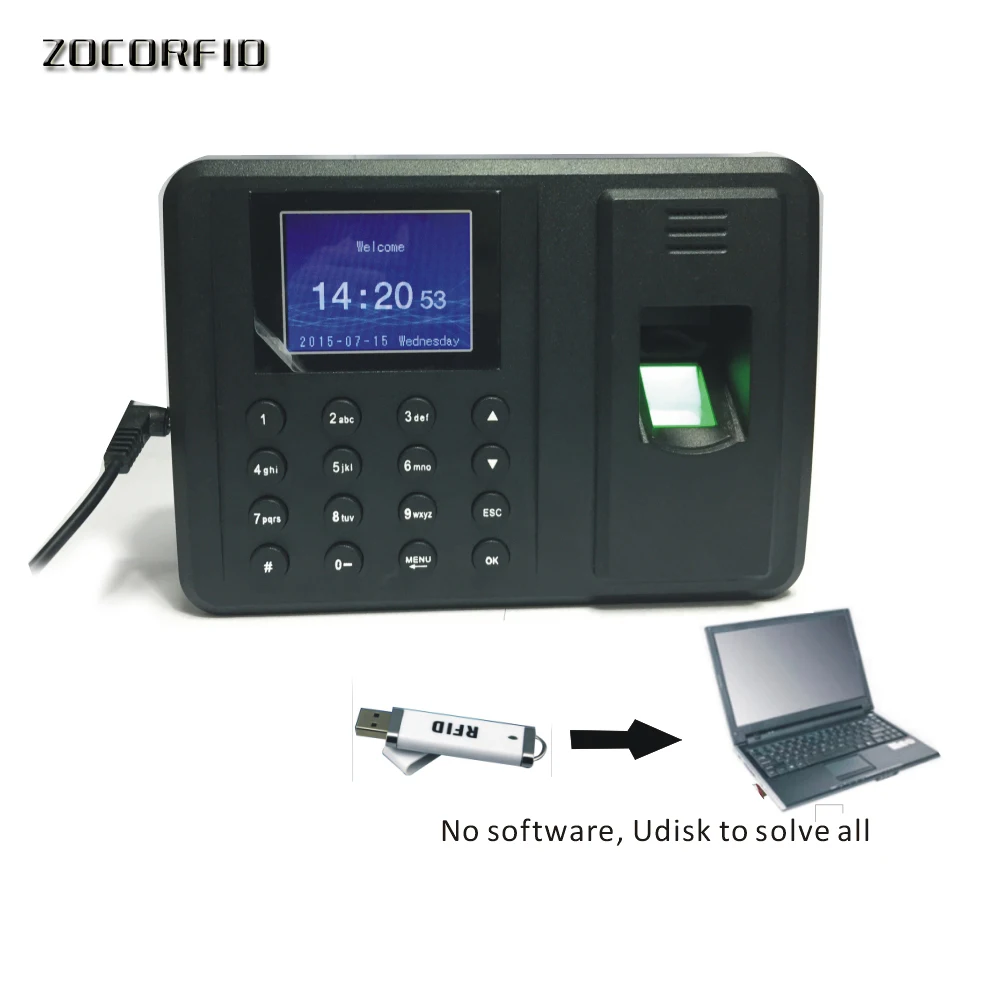 More language password+ fingerprint time clock / office attendance recorder timing employee attendance machine /Udisk download