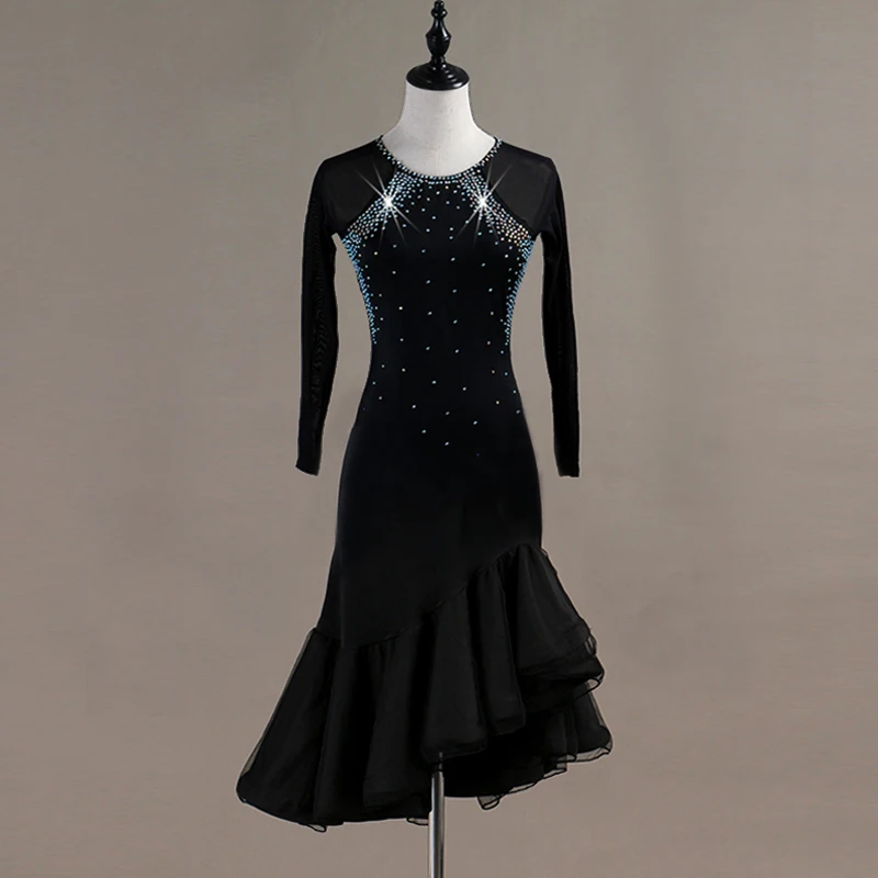 

latin dress Latin Dance Dresses For Women Black Club Party Dancer Singer Entertainer Black DressLQ108