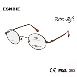 ESNBIE Vintage Eyeglasses Men Small Round Metal Eye Glasses Frames for Women Optical Glass Prescription Eyewear Oculos de grau