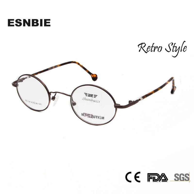 ESNBIE Vintage okulary męskie małe okrągłe metalowe oprawki do okularów dla kobiet okulary korekcyjne ze szkła optycznego óculos de grau
