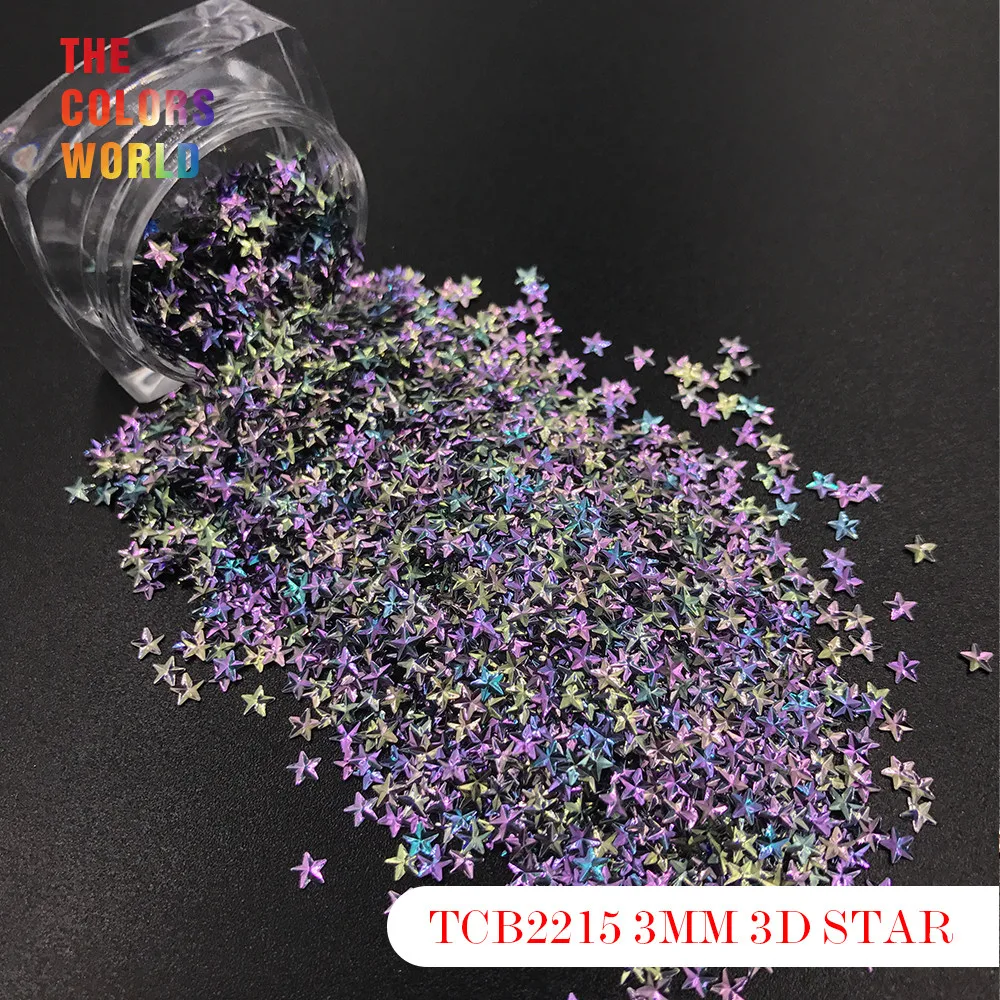 TCT-176 Star Shape 3D Effect Colorful Glitter 3MM For Nail Glitter Nail art Nail Gel Decoration Makeup Facepaint DIY Decoration