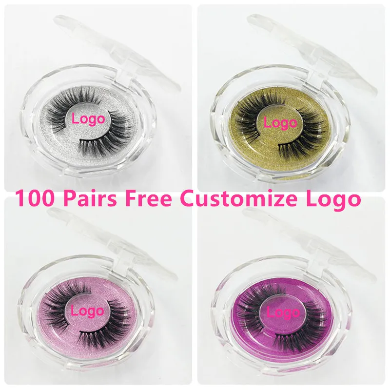 

100 Pairs Free DHL Free Logo Wholesale 18Styles Mink Eyelashes 3D Mink Lashes Invisible Band False Eyelashes Bandless Eye Lashes