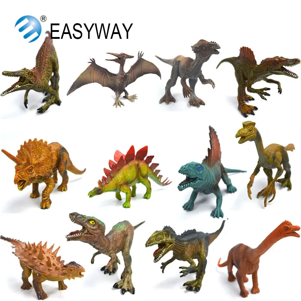 EASYWAY-실제 공룡 액션 피규어 세트, 쥬라기 공룡 플라스틱 동물 모델, 저렴한 장난감, 어린이 선물, 교육 DIY