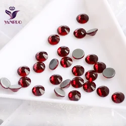 YANRUO 2058HF Hot Fix Dark Siam Glass Rhinestone Strass Heat Iron Clothes DIY Bridal Jewelry