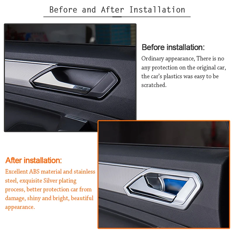 ZD Car Covers 4pcs/set For Volkswagen VW Tiguan 2 MK2 2016 2017 2018 Car Door Handle Bowl Frame Trim Cover Auto Accessories