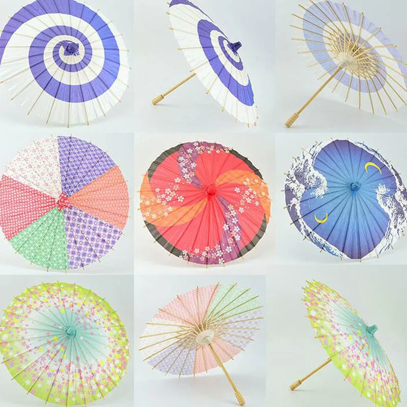 

20pcs/lot 30cm Children Style Japanese Paper Umbrella Mini Hand-painted Long-straight Craft Parasols Home Decoration ZA4247