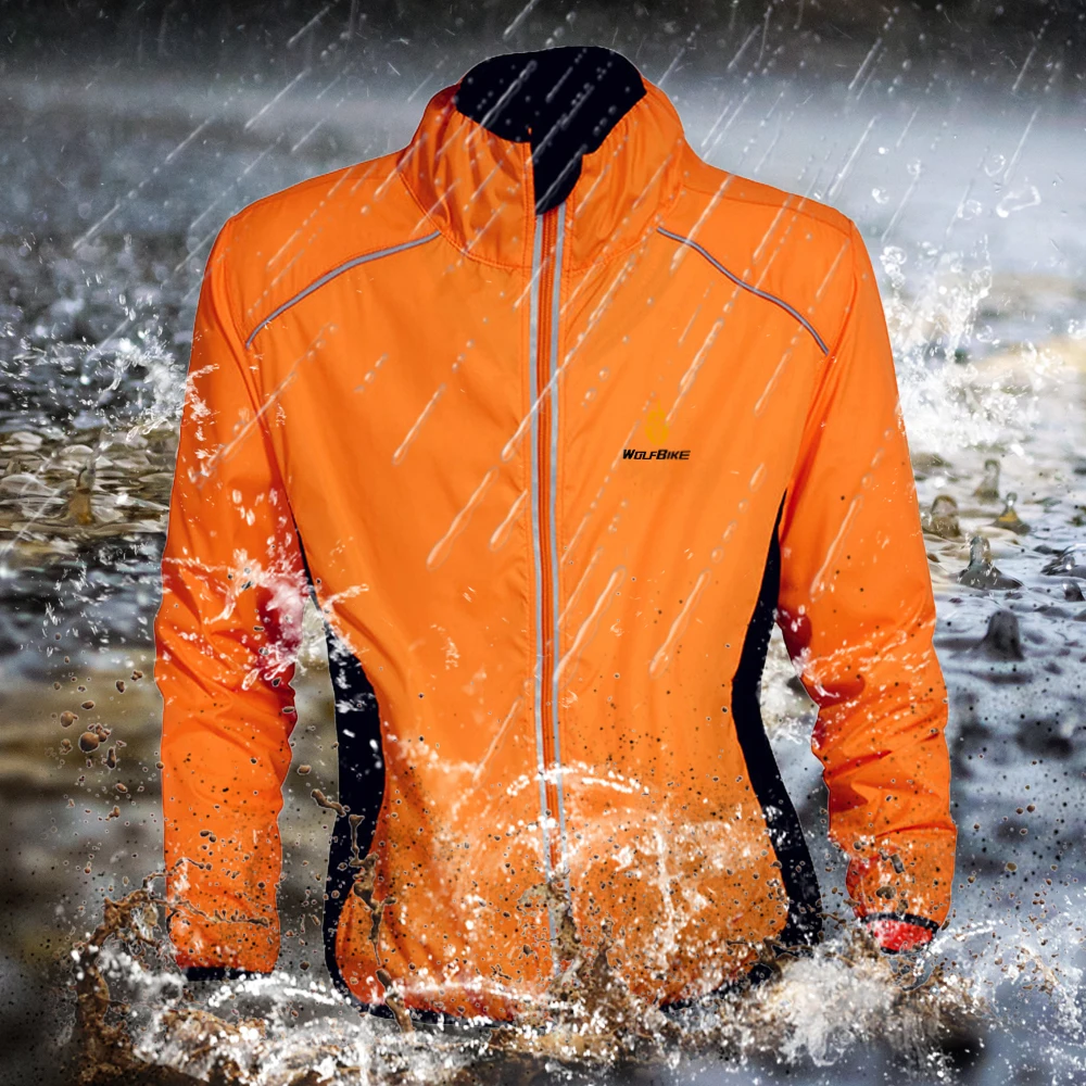 WOLFBIKE Splashproof Cycling Jackets Impermeable Ciclismo Sports Men Breathable Reflective Jersey Clothing Bike Long Sleeve Coat