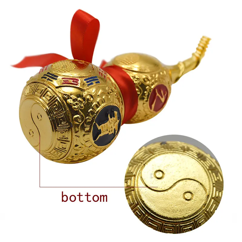 Chinese Feng Shui Decorating Tai Chi  Wu Lou Hu Lu Miniaturas Copper Alloy Gourd Amulet Home Decoration Accessories Vintage