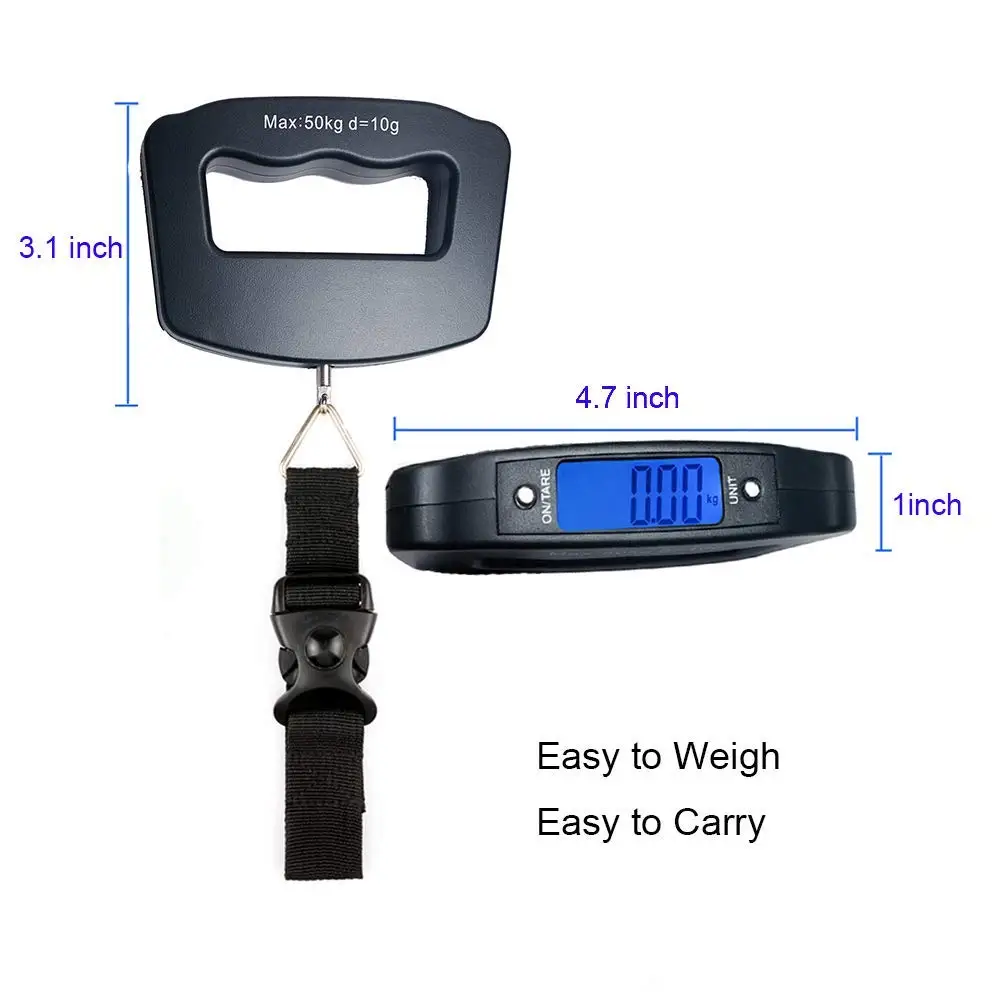 LCD display Electronic Digital Luggage scale Handheld Weighing Scale with hook or strap