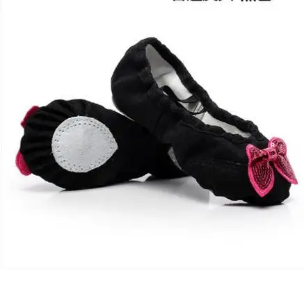 Child Girl Ballet Dance Shoes Soft-soled Kid Gym Nastic Shoes With Lace Bowknot For Girls Canvas Gymnastics Leotard Shoes