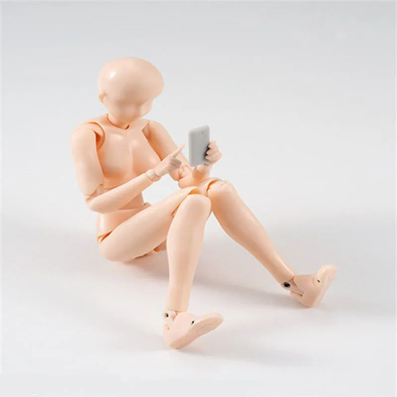 Movable Joint Action Figure Model Toy, Artista Art Painting, Figura Anime, SHF Sketch, Esboço Masculino e Feminino, Manequim Articulação, 14cm