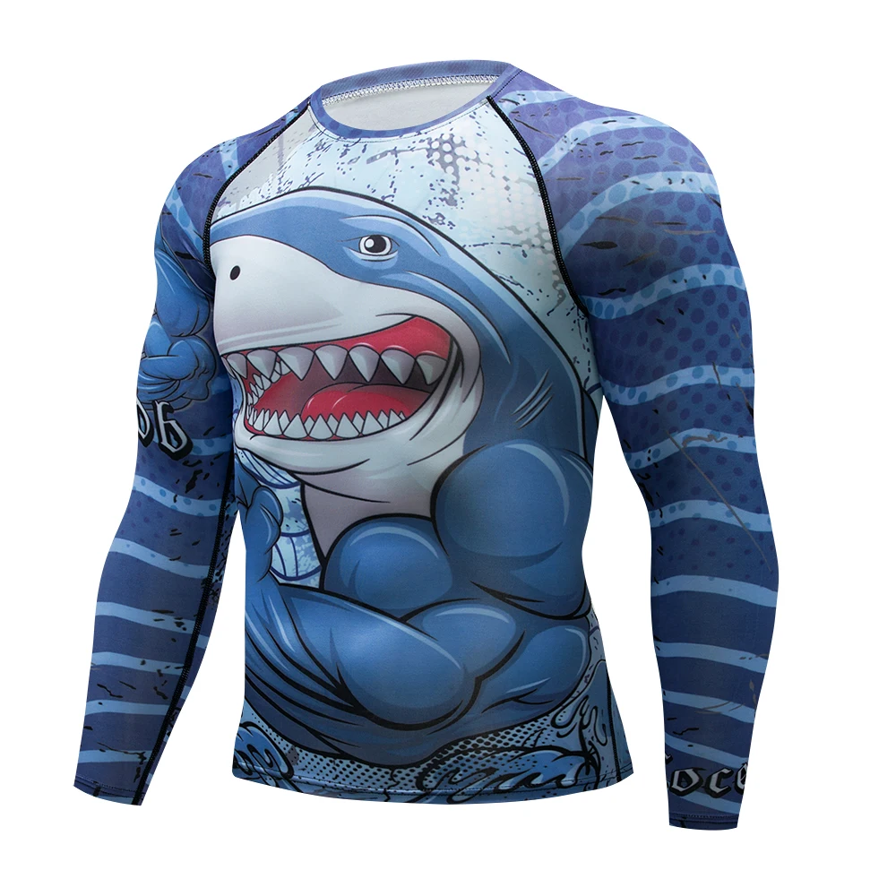 Brand New 2021 uomo shark Sport Tees camicia da corsa T-shirt a maniche lunghe camicie a compressione T-shirt da palestra Fitness rashguard Shirt