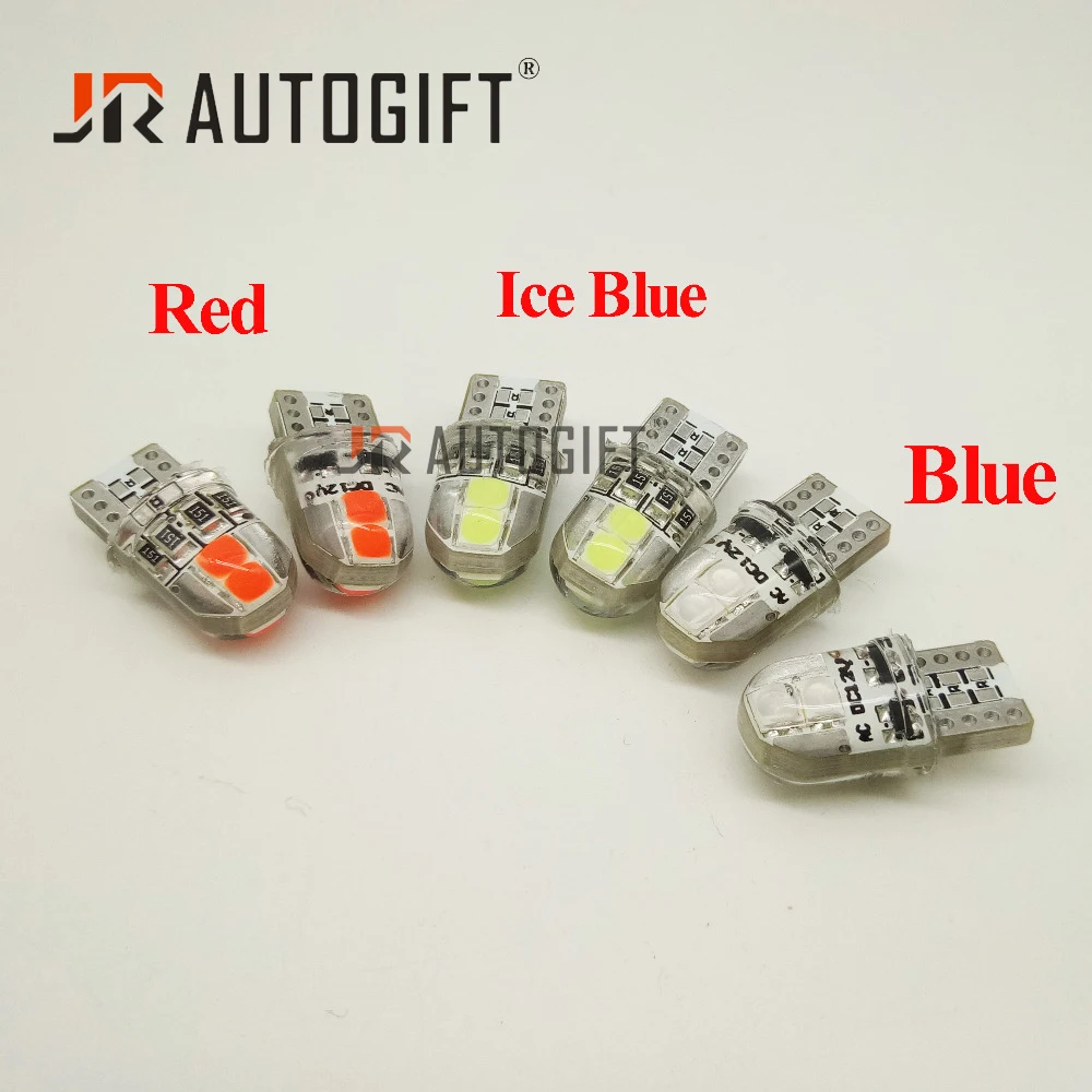 50x Auto 12V T10 Led 194 W5W 3030 4smd nonpolarity Silica Red Blue White Car Turn Side Lamp License Plate Light Bulb Car Styling