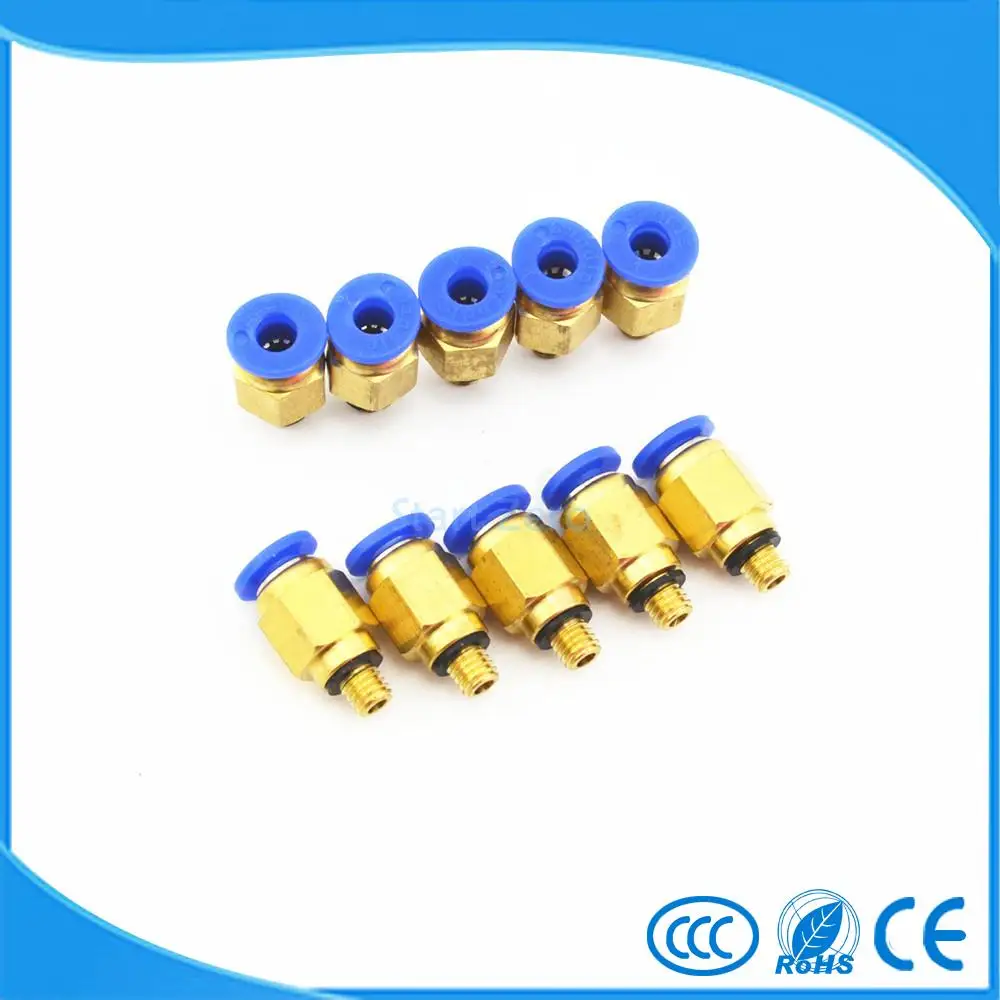 6mm Tube X M5 Thread Quick Connector Pneumatic Air Fittings 10Pcs PC6-M5