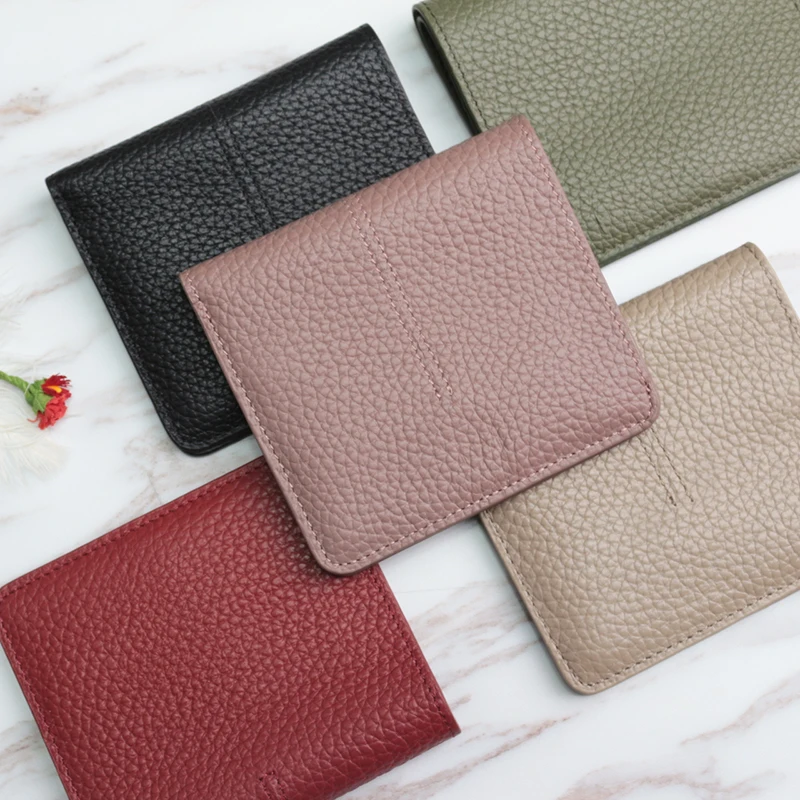 100% Genuine Cow Leather Slim Cardholder Smart Wallet Ladies Simple Cowhide Credit Card Holders Ultra Thin Wallet Women\'s Purse