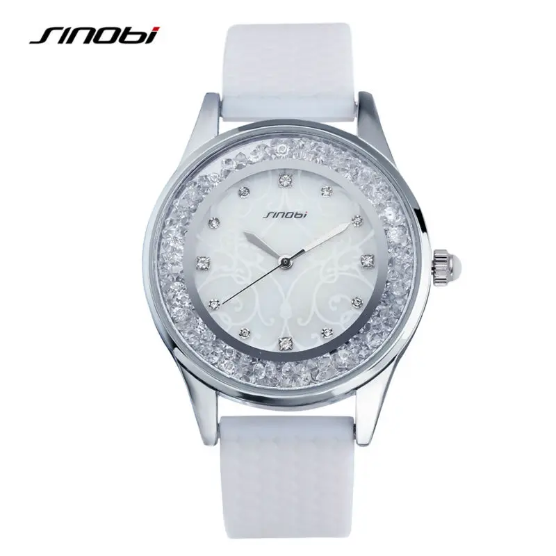 SINOBI Fashion Women\'s Diamonds Wrist Watches Silicone Watchs Luxury Brand Ladies Geneva Quartz Clock Females relogio masculino