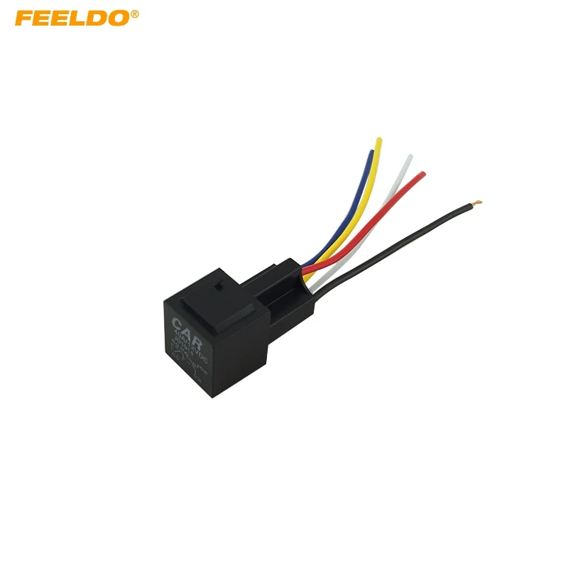 FEELDO 10Pcs 12V 40A Car Auto 5 Wire Terminal Relay Socket Harness Wiring #MX5457