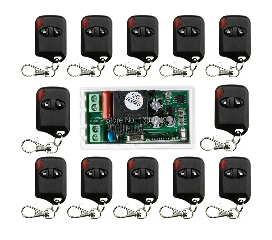 

AC220V 10A 1CH Wireless Remote Control Switch System 1*Receiver +12 *cat eye Transmitters for Appliances Gate Garage Door