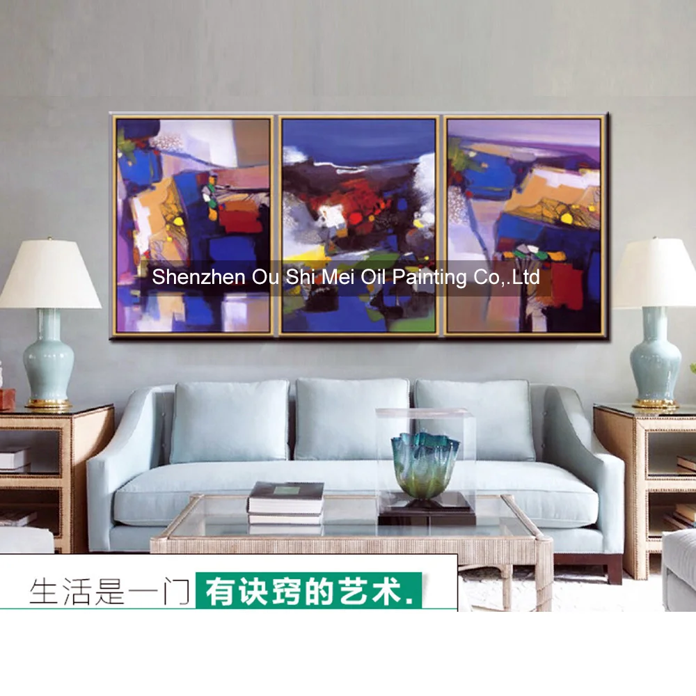 Wholesale DaFen Hand Painted Oil Painting on Canvas Abstract Landscape Wall Painting for Living Room Hetol Decor Paintings