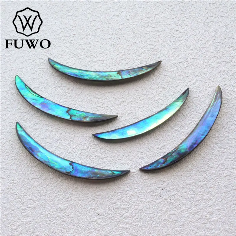 FUWO Wholesale Long Horn Abalone Shell Findings For Jewelry Making Natural Seashell Charm Jewelry Accessorie Supply S010 10*75mm