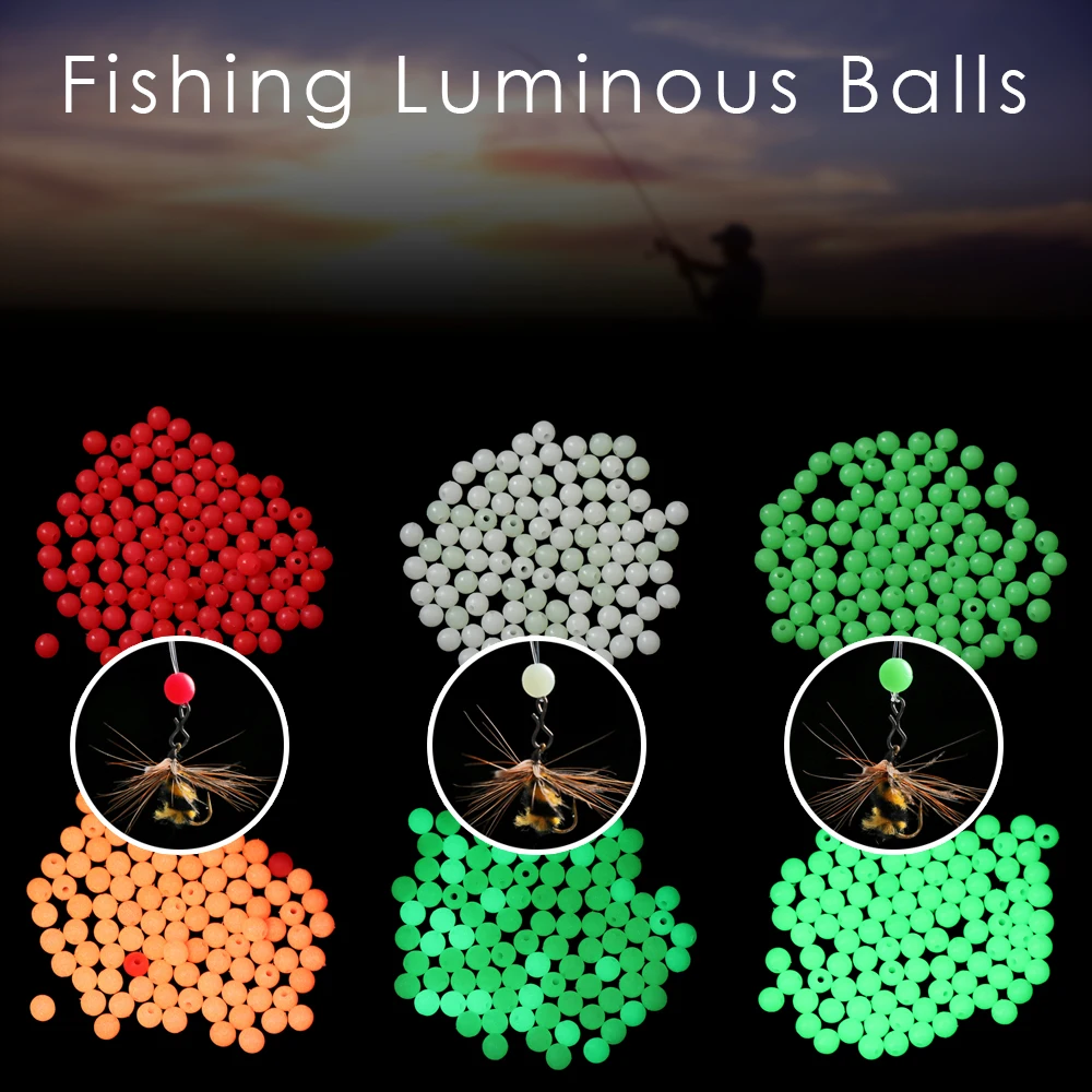 100 sztuk/worek Fishing Floats koraliki na noc połowów 4/5/6/8mm łowienie okonia przynęty zielony/czerwony/biały lampa świecące kulki