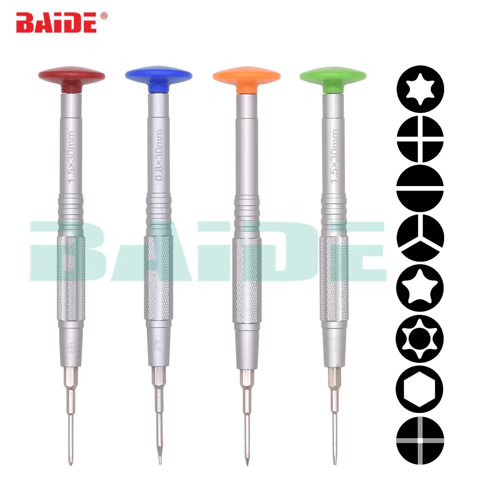 Lightweight Aluminum alloyTorx T2 T4 T5 T6 T7 T8 PH00 PH000 0.6Y 2.0Y 0.8 pentalobe  1.2 pentalobe P5  Screwdriver 200pcs