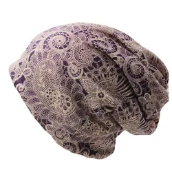 New Casual Adult Women Hat Floral Summer Beanie Scarf Ladies Fashion Beanies Design Skullies For Women's Hats