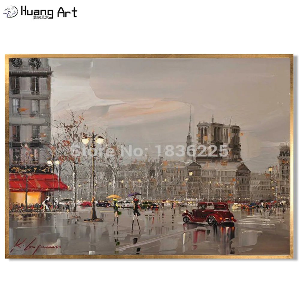 

Pure Handmade City Landscape Oil Painting on Canvas for Living Room Wall Decoration High Quality Street Landscape Art Painting