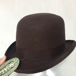 LIHUA Brand 100% wool Bowler Hat Cowboy Fashion Watherproof Equestrian cap. Women Party Fashion Men's Black Brown Adjust Hat