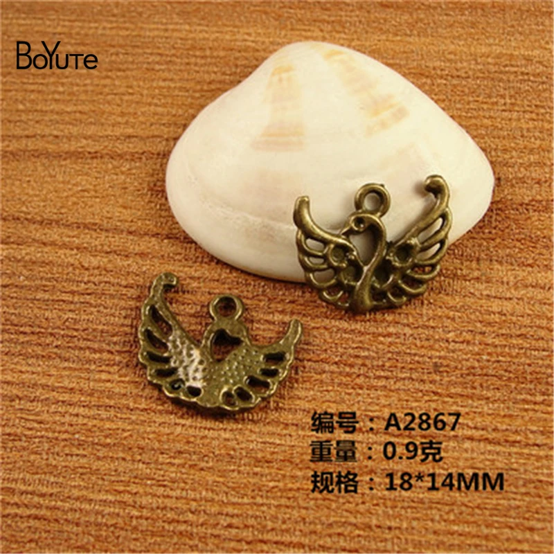 BoYuTe (200 Pieces/Lot) 18*14MM Antique Bronze Plated Zinc Alloy Swan Charms Pendant for Diy Handmade Jewelry Making Findings