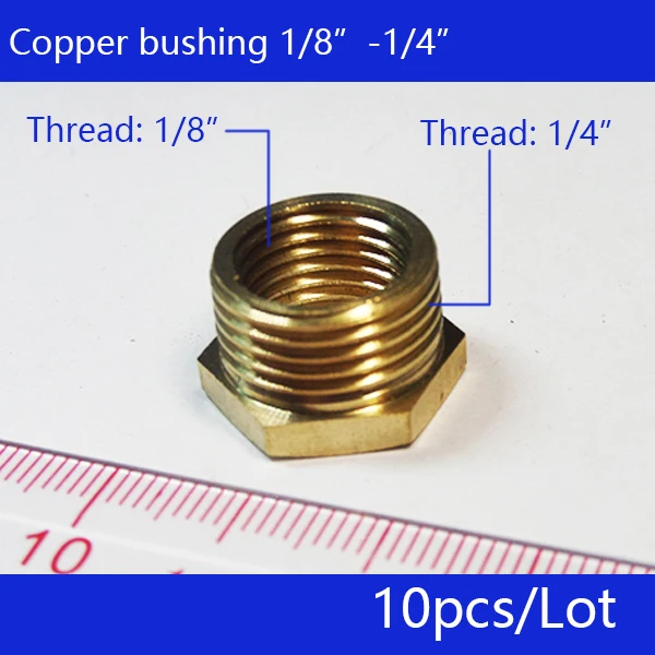 

10 Pieces Brass 1/8" Male To 1/4" Female BSP Reducing Bush Reducer Fitting Gas Air Water Fuel Hose Connector