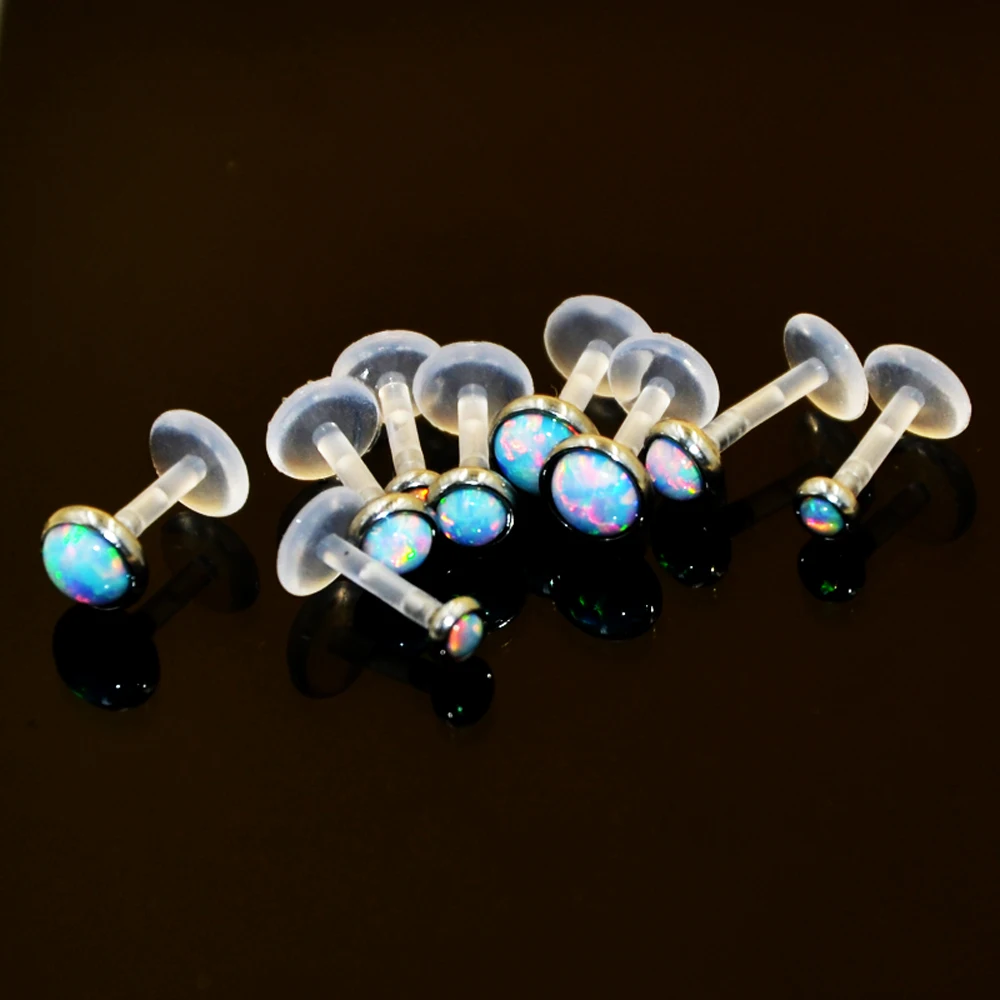 1Pcs Opal Stone Bio Flexible Monroe Labret Lip Ring Push Fit Opal Earring Cartilage Body Piercing Jewelry