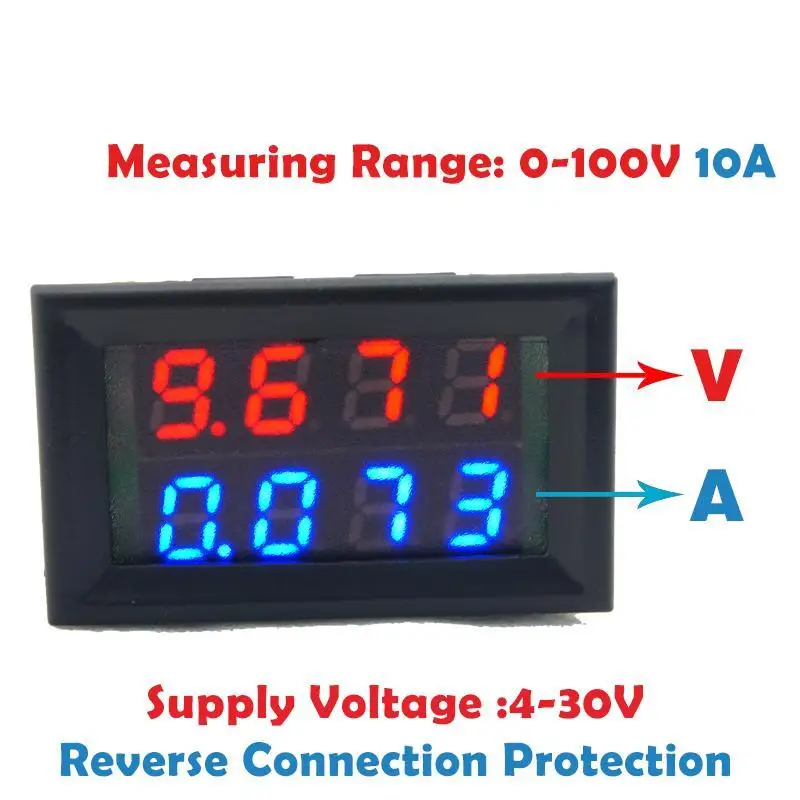 0.28inch Digital Voltmeter Ammeter 2 Wires Gauge Four Digits DC 0-100V Current LED Voltage Current Meter Digital Voltmeter