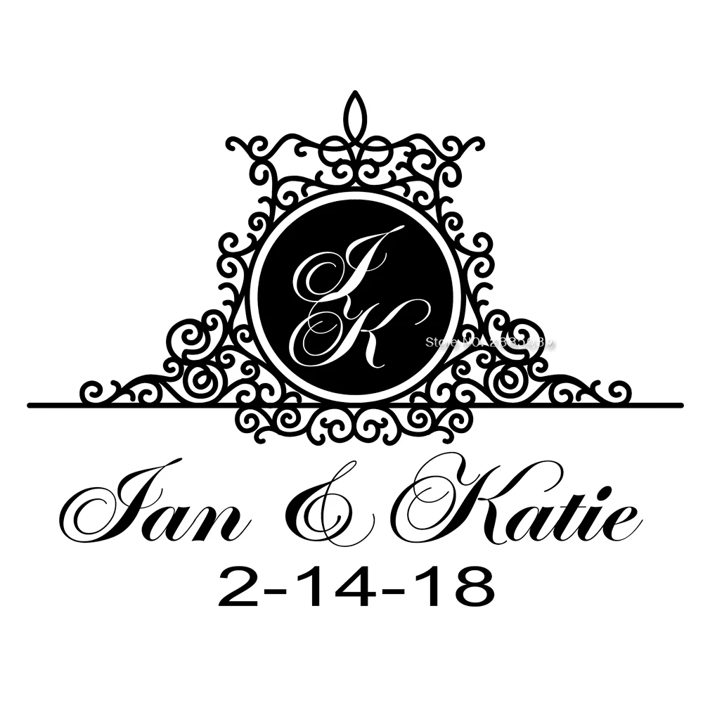 Large Size Wedding Floor Vinyl Decor Decals Custom Monogram Bride & Groom Name Date Wall Decoration Stickers Removable LC1242