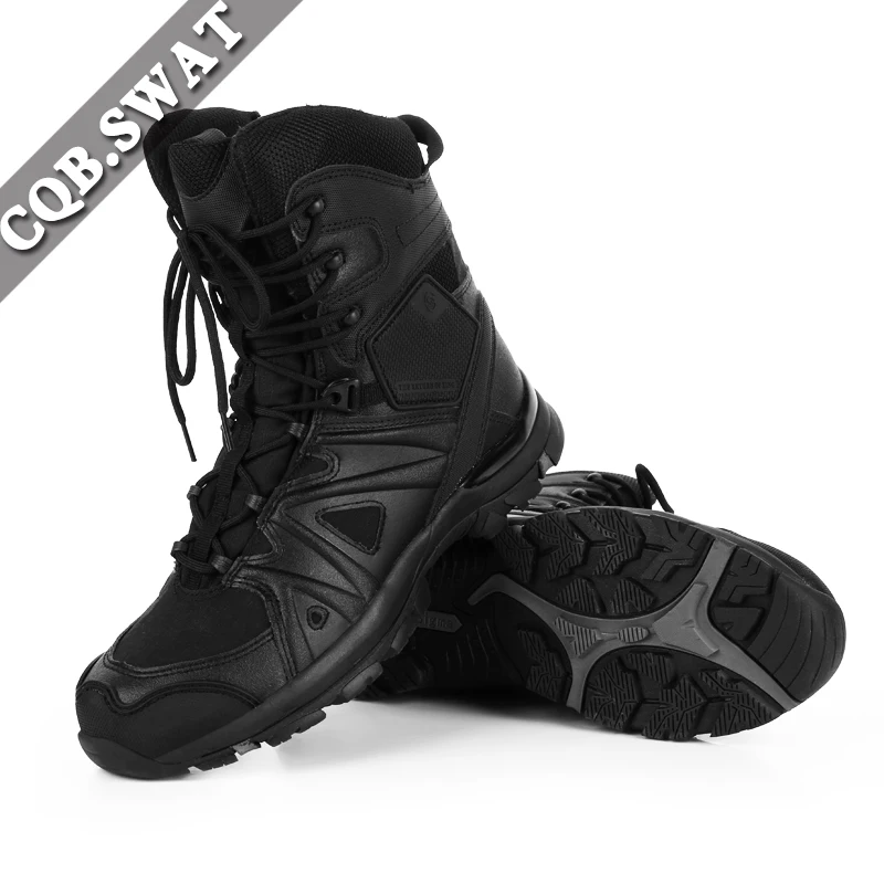 

Outdoor Climbing Hiking Mens Force Black Boots Zipper Cow Leather Sports Climbing Boot