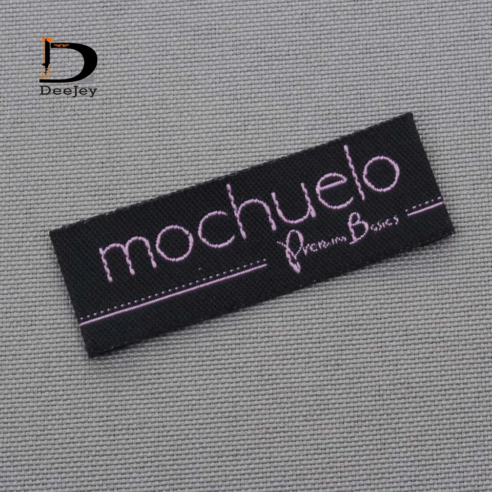 Custom brand clothing labels polyester cotton mixture yarn private logo woven tags 1000pcs/lot