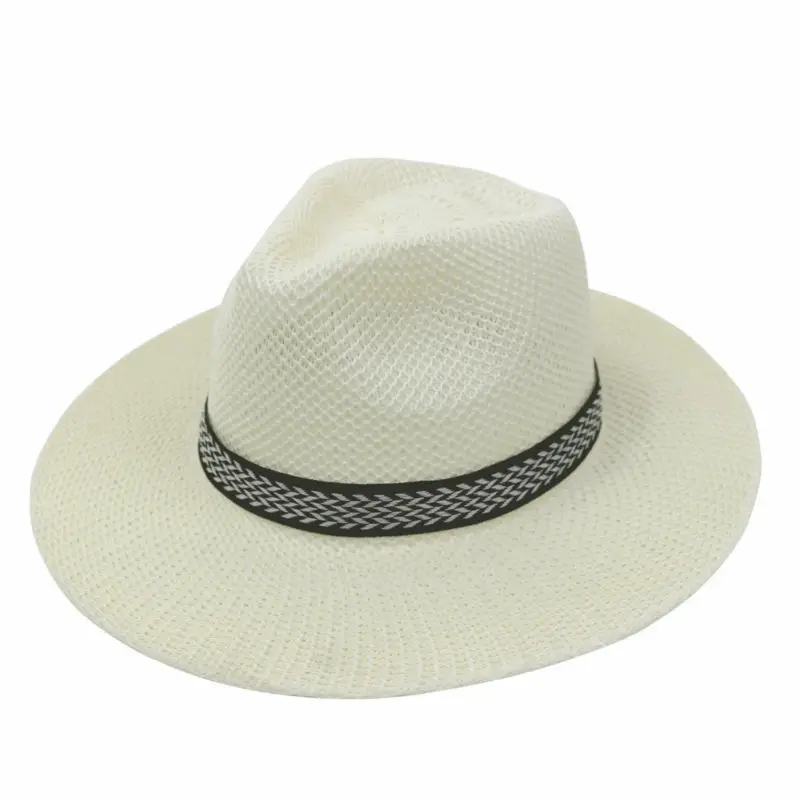 LNPBD 2017 Women Men Summer Wide Brim Acrylic Cap Unisex Panama Hat Contracted style With Black and White Ribbon