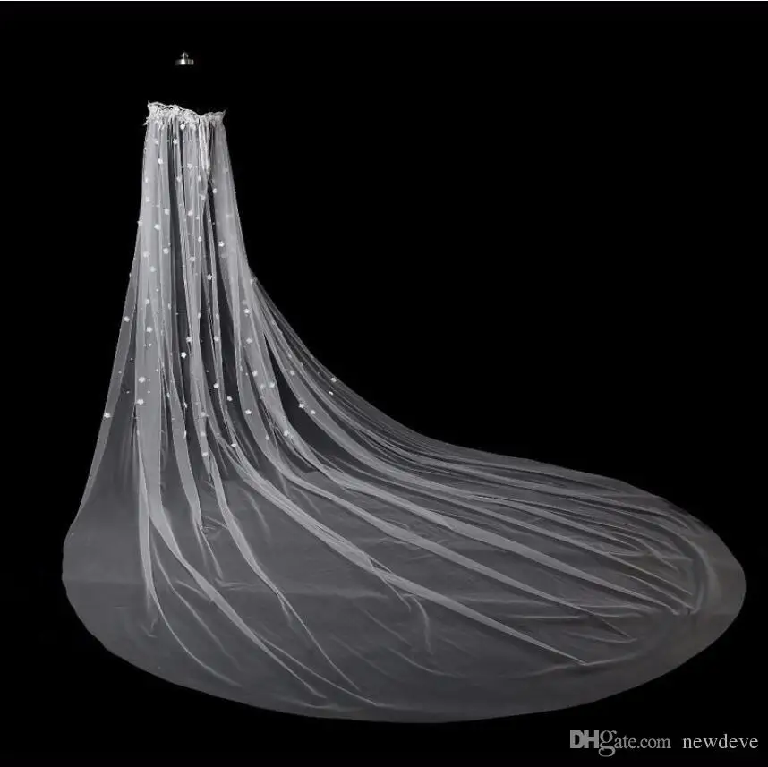 Envolturas de boda de 3M, chal de novia con tren de la Catedral, apliques de encaje de perlas de cristal con flores 3d, capas de novia, novedad de 2019