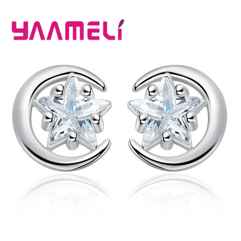 Hot Sale Symmetrical Stud Earrings for Wedding Elegant 925 Sterling Silver AAA Cubic Zirconia Jewelry Dropshiping