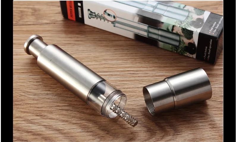 High Quality Silvery Thumb Push Salt Stainless Steel Pepper Grinder Spice Sauce Mill Grind Stick Tool Kitchen Gadgets ni313