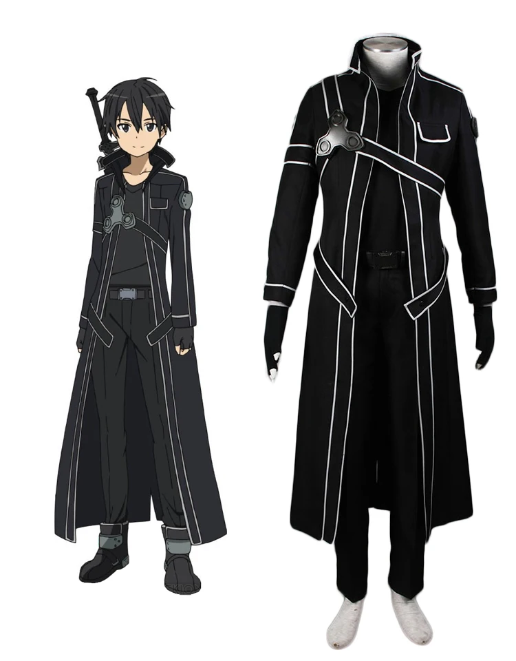 

SAO Kirito Cosplay Sword Art Online Season 1 Kirito Cosplay Costume Custom Made Any Size Halloween Costumes for Men and Women