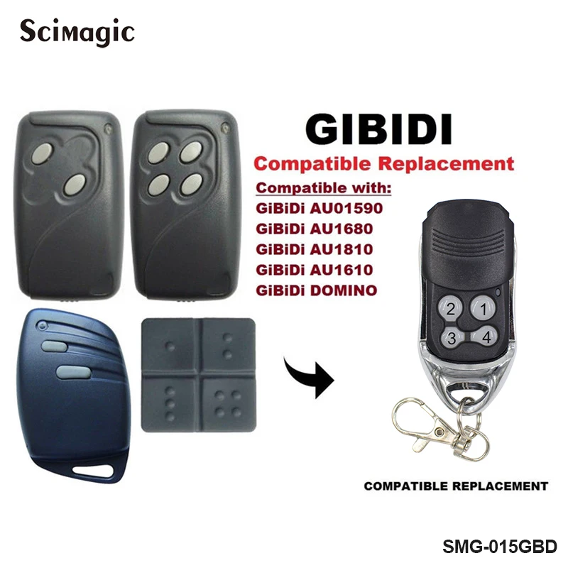 

For GIBIDI AU1600 AU1610 AU1680 AU1810 DOMINO Garage Remote Control 433.92MHz Rolling Code Gate Command Door Key Fob Opener