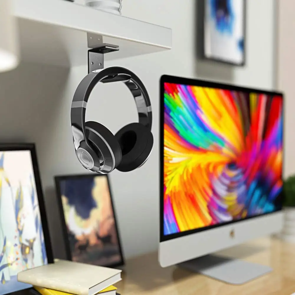 Suporte para fones de ouvido, 6amlifestyle, preto, gancho, montagem embaixo da mesa, para todos os fones