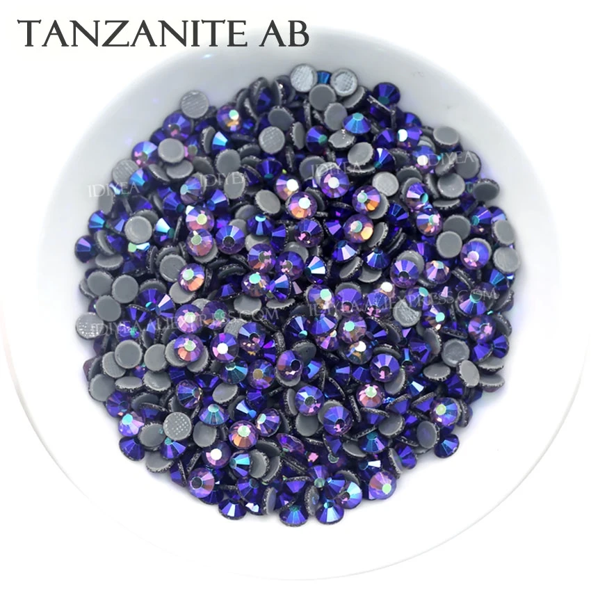 Tanzanite AB hot melt flat back rhinestone hotfix crystal strass glass stone for needlework wedding dresses sparkling decoration