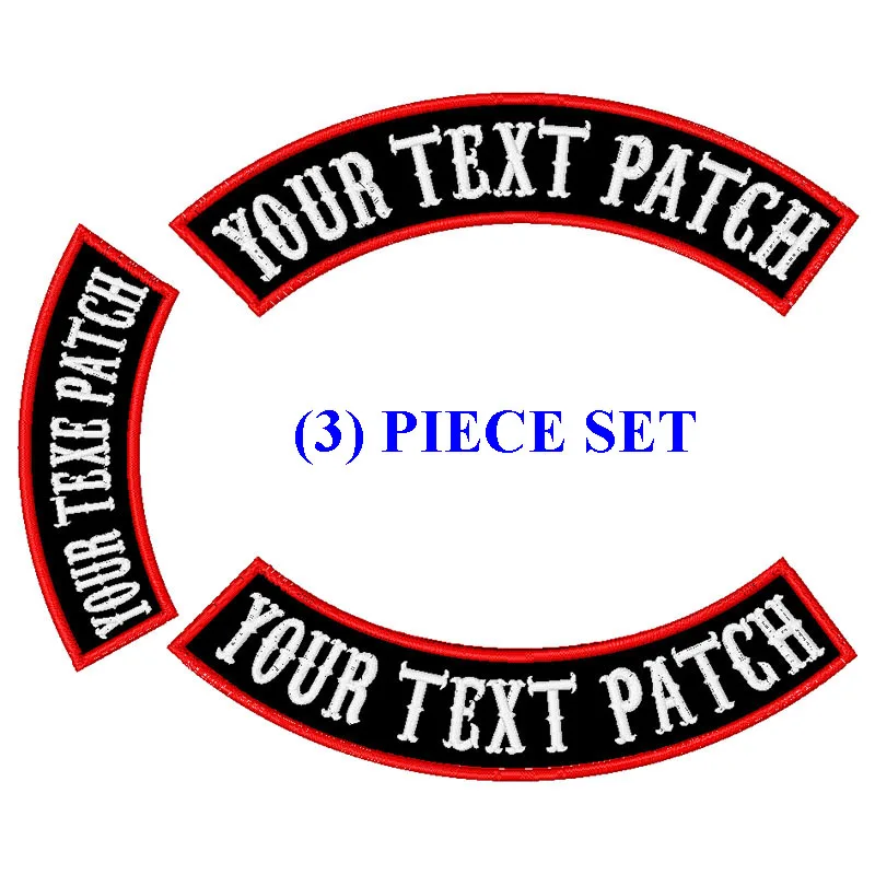 Motociclista ricamato personalizzato 3 PCS 350MM largo MC ROCKER PATCH SET SONS OF OUTLAW