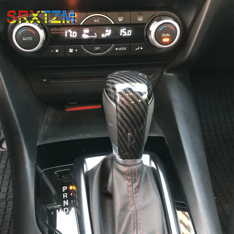 ABS Carbon Fibre Black and Matt Silver ABS AT Gears Trim Cover for Mazda CX3 CX-4 CX-5 2016 2017 Cx-3 Car Styling Accessories