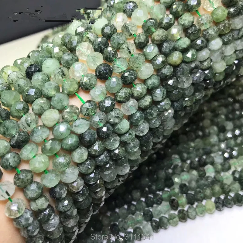 

GREEN PREHNITE roundelle faceted 5*7mm loose beads 38cm for DIY jewelry making FPPJ wholesale nature